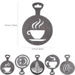 5-Pack Stainless Steel Coffee Stencils for Latte Art