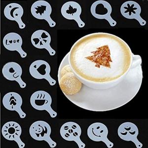 16-Piece Coffee Latte Art Stencil Set