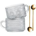 Gezzeny Vintage Glass Coffee Mugs Set of 2