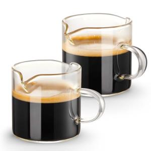 Qipecedm 2-Piece Espresso Glass Set with Handle