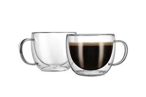 Double Wall Glass Cappuccino Mugs, Set of 2