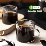 Qipecedm 2-Piece Espresso Glass Set with Handle