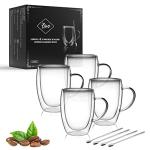 Double Walled Glass Coffee Cups - 4 Pack