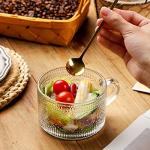 Vintage Glass Coffee Mugs with Spoon - Set of 2