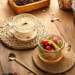 Vintage Glass Coffee Mugs with Spoon - Set of 2