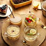 Vintage Glass Coffee Mugs with Spoon - Set of 2