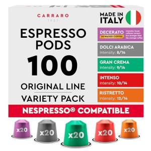 CARRARO Espresso Pod Variety Pack - 100 Capsules