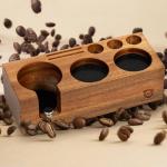Acacia Wood Espresso Tamping Station and Holder