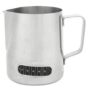 KNC Stainless Steel Milk Frothing Pitcher ,Coffee Frothing Pitcher,Espresso Steaming Frothing Cup With Integrated Thermometer Latte Cappuccino Art , Fest Family office Barista Milk Jug Cup