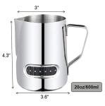 KNC Stainless Steel Milk Frothing Pitcher ,Coffee Frothing Pitcher,Espresso Steaming Frothing Cup With Integrated Thermometer Latte Cappuccino Art , Fest Family office Barista Milk Jug Cup