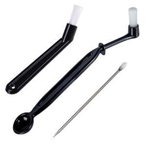 BagTu Coffee Machine Cleaning Brush with Spoon Tool Set for Espresso Machine Group Head,Pack of 3,Black