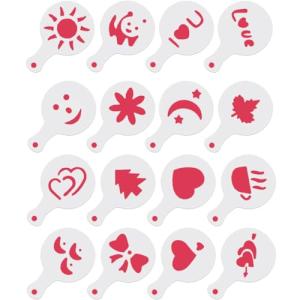 16Pcs Christmas Stencils for Crafts Reusable Coffee Stencils for Latte Art Coffee Decorating Kit Barista Tools Latte Template - Reusable Christmas Cookie Decorating Kit - Cookie Stencil for Cakes