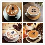 Magnoloran 36 Coffee Stencils+1 Mesh Powder Shaker+1 Latte Art Pen, Cake Baking Templates Coffee Decoration Stencils Coffee Art Templates for Christmas Thanksgiving Cake Coffee Cappuccino