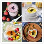 Magnoloran 36 Coffee Stencils+1 Mesh Powder Shaker+1 Latte Art Pen, Cake Baking Templates Coffee Decoration Stencils Coffee Art Templates for Christmas Thanksgiving Cake Coffee Cappuccino