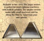 Espresso Funnel Tray and Tamper Plate (Large). Eliminate coffee waste and mess. For Breville, De'Longhi, Gevi, Cafe Bellisimo, and all other home espresso systems.