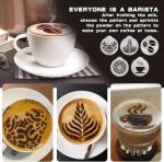 Stainless Steel Coffee Stencil Set, 5 Pieces, Latte Art Templates for Cappuccino, Cake and Cupcake Decorating