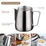 Milk Frother Handheld Art Set - with Milk Frother Pitcher, Powder Cocoa Shaker, Latte Art Pen, Coffee Stencils, Coffee Spoons