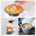 Ruiwaer Stainless Steel Coffee Art Pen Coffee Fancy Stitch Barista Tool Coffee Latte Needle with Wood Handle Stainless Steel Coffee Fancy Needle Latte Art Pen for DIY Coffee Decor