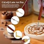 Latte Art Pen 1Pcs,Stainless Steel and Brass with Rosewood Handle of Tools - Barista Tools for Art on Latte,Cappuccino,Espresso - Perfect Coffee Accessories for Coffee Bar