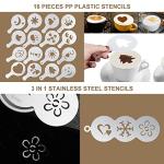 Milk Frother Handheld Art Set - with Milk Frother Pitcher, Powder Cocoa Shaker, Latte Art Pen, Coffee Stencils, Coffee Spoons