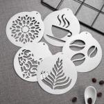 Stainless Steel Coffee Stencil Set, 5 Pieces, Latte Art Templates for Cappuccino, Cake and Cupcake Decorating