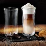 Joeyan Glass Double Walled Beer Drinking Glasses Tumbler, Double Layer Tall Borosilicate Insulated Water Cocktail Glass Cups, Double Lined Thermo Tea Coffee Hot Beverage Glassware 12 oz, Set of 2