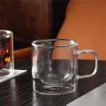 NIRA.Z 4 Pack Double Walled Glass Coffee Mugs with Handle 12 OZ Clear Borosilicate Glass Insulated Glass Coffee Cups for Hot Cold Beverages, Cappuccino, Latte, and Tea Bags, Espresso Accessories