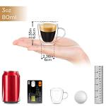 DLux Espresso Coffee Cups 3oz, Double Wall, Clear Glass Set of 2 Glasses with Handles, Insulated Borosilicate Glassware Tea Cup
