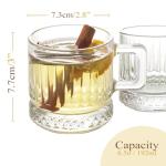 the mask el turko Glass Coffee Cups, Coffee Latte Glasses, Glass Clear Coffee Mugs with Handles, Tea and Cappuccino Cup Set, Ribbed Glassware (2 Pcs (6.5oz))