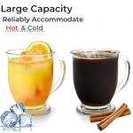 YIMITEE 6 Pack Glass Coffee Mugs with 6 Spoons, 15 OZ Clear Drinking Glasses with Handle, Large Espresso Cup, Hot Cold Beverage Glassware Set for Water, Tea, Cappuccino, Latte, Juice, Cocoa, Milk