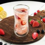 Joeyan Glass Double Walled Beer Drinking Glasses Tumbler, Double Layer Tall Borosilicate Insulated Water Cocktail Glass Cups, Double Lined Thermo Tea Coffee Hot Beverage Glassware 12 oz, Set of 2