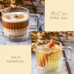 the mask el turko Glass Coffee Cups, Coffee Latte Glasses, Glass Clear Coffee Mugs with Handles, Tea and Cappuccino Cup Set, Ribbed Glassware (2 Pcs (6.5oz))