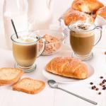 YIMITEE 6 Pack Glass Coffee Mugs with 6 Spoons, 15 OZ Clear Drinking Glasses with Handle, Large Espresso Cup, Hot Cold Beverage Glassware Set for Water, Tea, Cappuccino, Latte, Juice, Cocoa, Milk