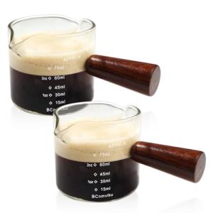 Double Spouts Milk Pitcher Set with Wood Handles