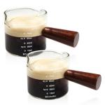 Double Spouts Milk Pitcher Set with Wood Handles