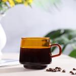 Joeyan Amber Glass Stackable Coffee Mugs Set