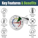 Stainless Steel Milk Thermometer with Clip