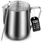 Zulay Stainless Steel Milk Frothing Pitcher with Art Pen
