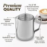 Zulay Stainless Steel Milk Frothing Pitcher with Art Pen