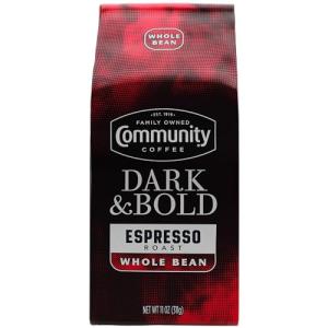 Community Coffee Dark & Bold Espresso Blend, Dark Roast Whole Bean Coffee, 11 Ounce Bag (Pack of 1)