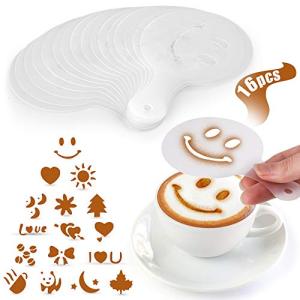 Zulay Kitchen 16-Piece Latte Art Stencil Set