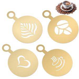 Gold Stainless Coffee Stencils for Latte Art