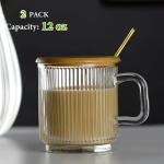 Mfacoy 2 Pack Clear Glass Coffee Mugs