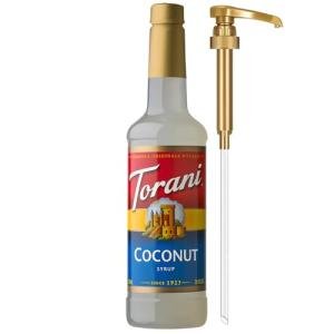 Torani Coconut Syrup for Drinks, Flavoring for Coffee and Cocktails, Pump Included, 25.4 Oz