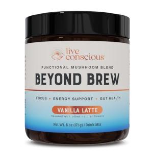 Beyond Brew Vanilla Latte Coffee Alternative - Mushroom Complex w/Lion’s Mane, Reishi, Cordyceps & Chaga for Sustained Focus, Energy & Immunity Support. Prebiotics & Probiotics Support Gut Health, 30