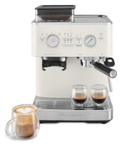 KitchenAid Semi Automatic Espresso Machine with Burr Grinder, 2.5L, KES6551PL, Porcelain White