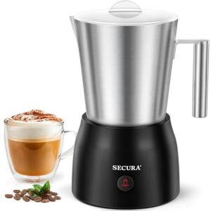 Secura 17oz Electric Milk Frother and Steamer, Stainless Steel Detachable Milk Jug, 4-in-1 Hot & Cold Foam Maker for Latte, Cappuccino & Hot Chocolate, BPA & Teflon-Free, Dishwasher Safe