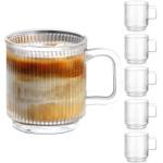6-Pack 12 oz Classic Glass Coffee Mugs