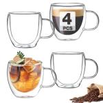 Double Wall Insulated Coffee Glasses - Set of 4