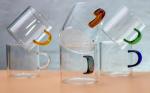 Bacimi® Clear Espresso Cups with Colorful Handles - Set of 6
